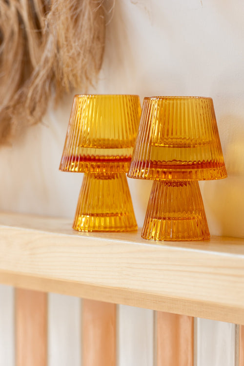 J-Line theelichthouder Hoed - glas - oranje