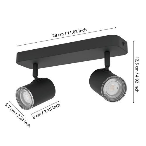 EGLO spot Consuma 1 - gu10 - 28 cm - zwart
