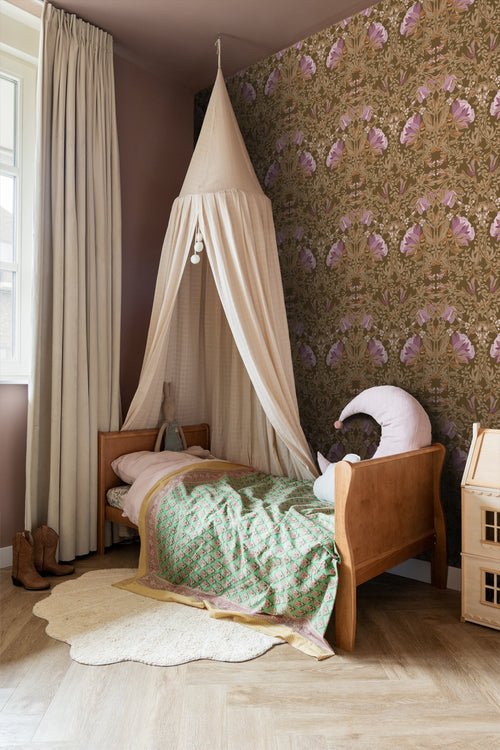 ESTAhome behang vintage bloemen in art nouveau stijl bruin en mauve paars - 50 x 900 cm - 131729