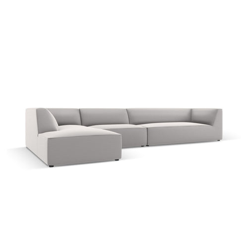 Cosmopolitan Design - Modulaire hoekbank links Siena 5-zits, imitatieleer lichtgrijs - 180x366x69cm