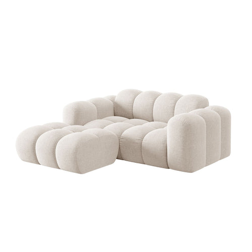 Cosmopolitan Design - Linker hoekbank Treno 2-zits, chenille lichtbeige - 164x180x70cm