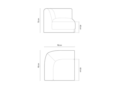 Micadoni - Hoekmodule "Miley" flueel lichtgrijs - 90x90x70cm