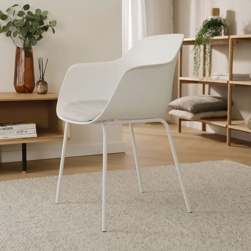 Nolon Nora-Liz Eetkamerstoel Wit - Beige Kussen - Witte Poten - vtwonen shop