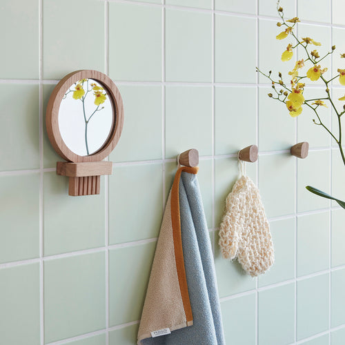 Hübsch handspiegel Comb - spiegelglas/eikenhout - 21x16x2cm - vtwonen shop