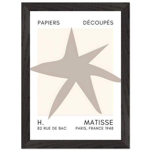 Artfulprints Poster met Lijst Matisse – Star of the sea grey   - A4 21x29.7 cm - Grijs
