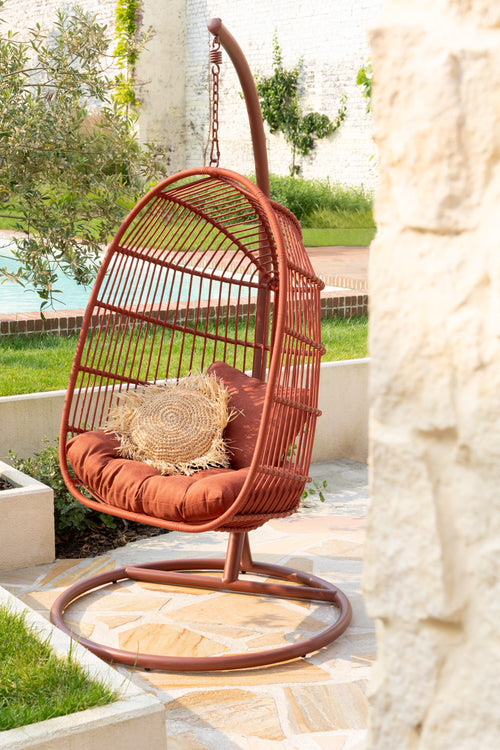 J-Line hangstoel Egga - metaal/koord - rood