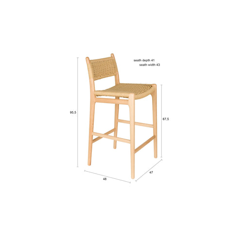Dutchbone Cecile Barkruk rugleuning 67,5 cm Naturel