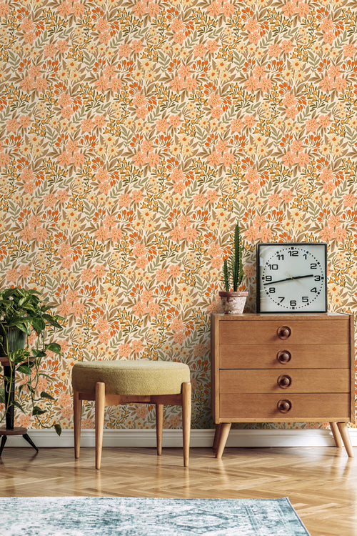 ESTAhome behang bloemen terracotta - 50 x 900 cm - 131449 - vtwonen shop