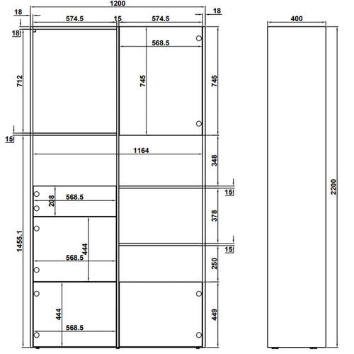 DÉJA Living Wandkast Ourense - Naturel Eiken - 120x40x200cm