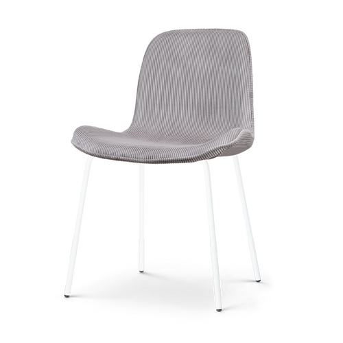 Nolon Nora-Fé Eetkamerstoel Ribstof Warm Grijs - Stof - Witte Poten - vtwonen shop