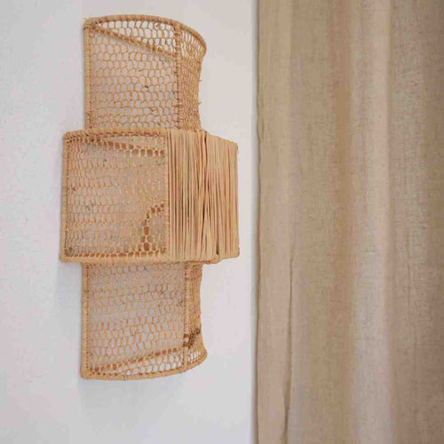 MÔMÉ Wandlamp Izzy - naturel - raffia - 41,5 x 23 x 12,5 cm - boho look - vtwonen shop