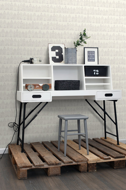 ESTAhome behang Amsterdamse huizen zilver - 53 cm x 10.05 m - 137716