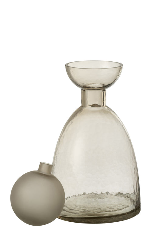 J-Line vaas Fles + Dop Yara - glas - grijs - medium - Ø 18 cm