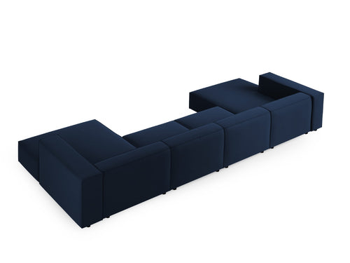 Cosmopolitan Design Panoramische bank Arendal 6-zits, flueel, koningsblauw - 166x364x70cm