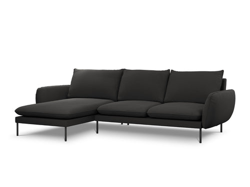 Cosmopolitan Design linker hoekbank Vienna 5-zits, boucle, zwart - 170x255x95cm