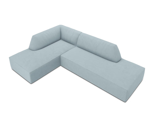 Micadoni linker hoekbank Ruby 4-zits, ribfluwelen, lichtblauw - 180x273x69cm