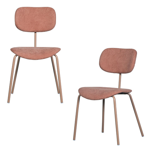 WOOOD eetkamerstoelen Link - Polyester - Roze - Set van 2 - vtwonen shop