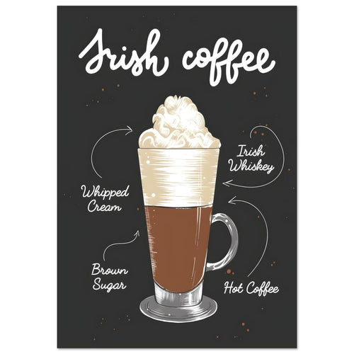 Artfulprints  Irish Coffee – Illustratie   Poster 50x70 cm