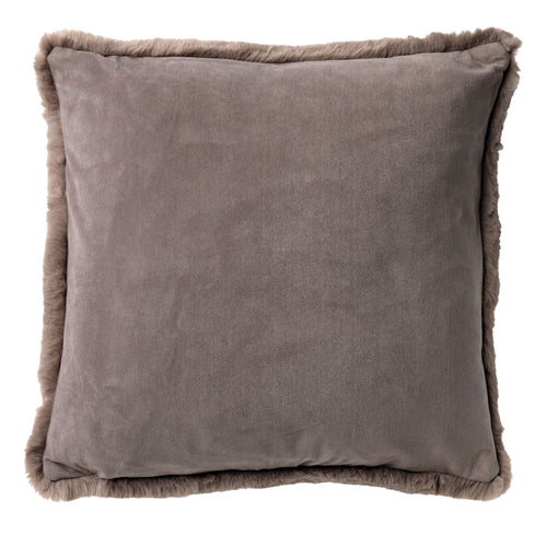 ZAYA - Sierkussen 45x45 cm - bontlook - effen kleur - Driftwood - taupe