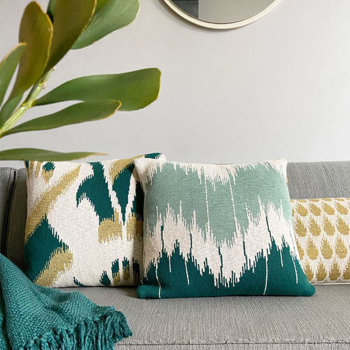 Malagoon kussen Wave - groen - 50x50cm 100% organisch katoen