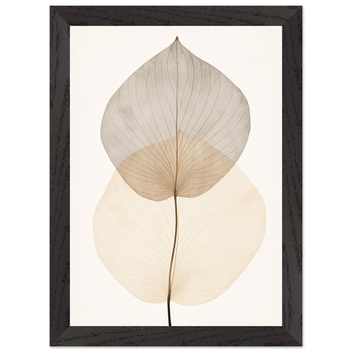 Artfulprints Poster met Lijst Japandi leaf   - A4 21x29.7 cm - Taupe