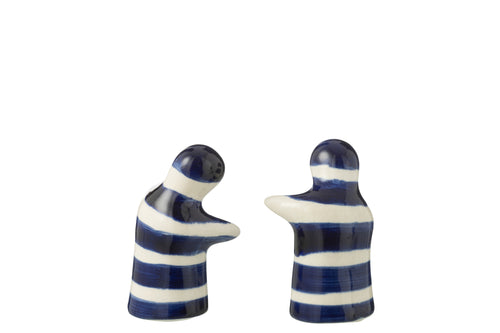 J-Line peper- en zoutmolen set Granada Stripes - keramiek - wit/blauw - vtwonen shop
