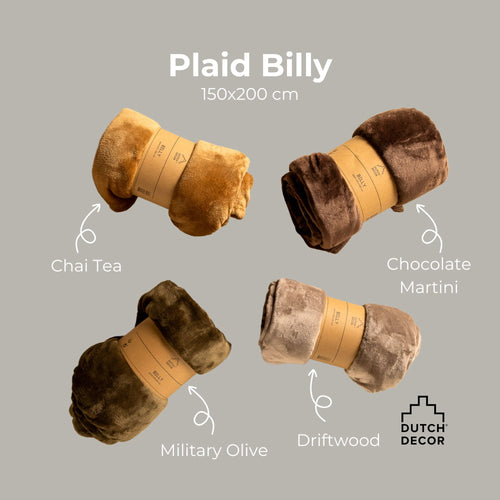 BILLY - plaid 150x200 cm - flannel fleece - gerecycled - Chocolate Martini - bruin
