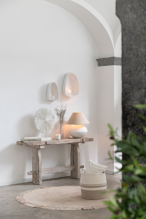 J-Line lamp Pot + kap - papier mache - wit - vtwonen shop