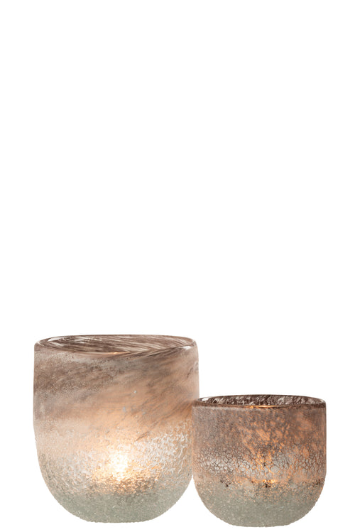 J-Line windlicht Scavo - glas - grijs - large