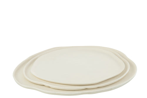 J-Line plateau Rond plateau - dienblad - metaal - wit - large