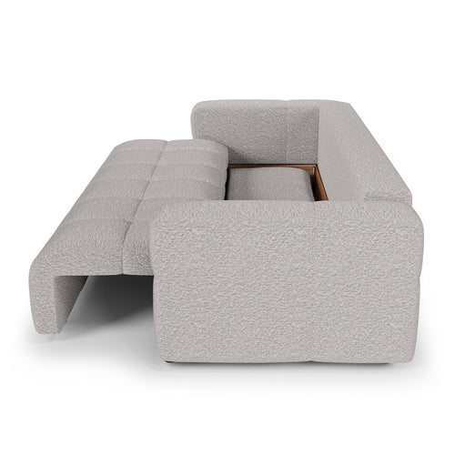 Premium Interiors - Slaapbank met opbergruimte VIBE - bouclé-stof lichtgrijs 247cm