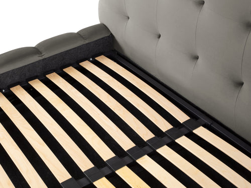 Cosmopolitan Design Opbergbed met hoofdeinde Bali 200x200cm, flueel, lichtgrijs - 230x225x125cm