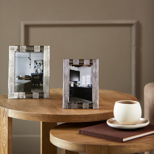 Rivièra Maison Tartan Photo Frame 10x15 - Aluminium, Glas, MDF - Zilver - vtwonen shop