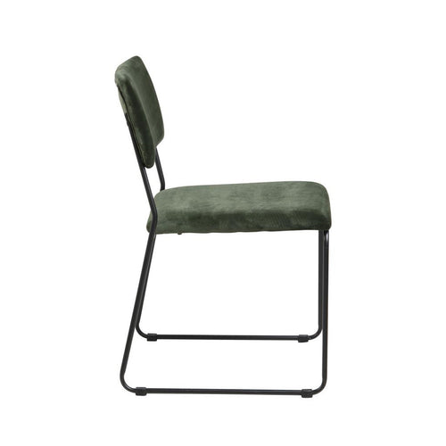 Lisomme John Eetkamerstoel Velvet Donkergroen - Stof - Zwarte Poten - vtwonen shop