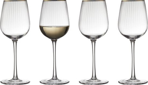 Lyngby Glas - Palermo Gold - Wit wijnglas 30 cl - Set van 4 st. - vtwonen shop