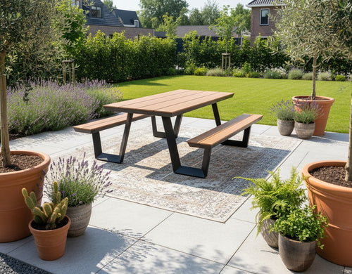 MaximaVida aluminium picknicktafel Bermuda 200 cm zwart - vtwonen shop