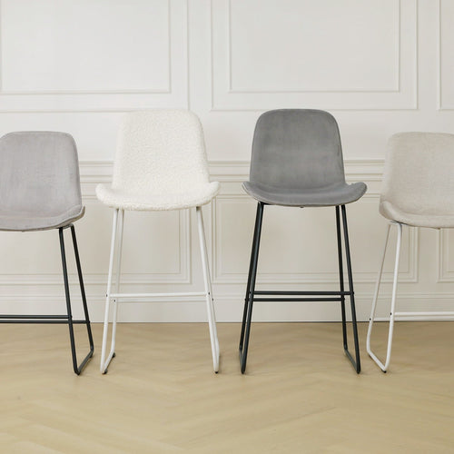 Nolon Nino-Fé Barkruk Grijs - Velvet - Zwart Onderstel - 75 cm - vtwonen shop