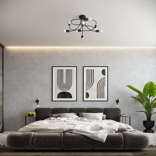 Sollux Lighting Kroonluchter LEVAR 8 zwart - 58x58x28cm
