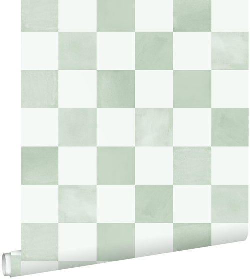 ESTAhome behang geblokt motief groen - 53 cm x 10.05 m - 131290 - vtwonen shop