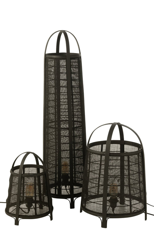 J-Line lamp Don - katoen/bamboe - zwart