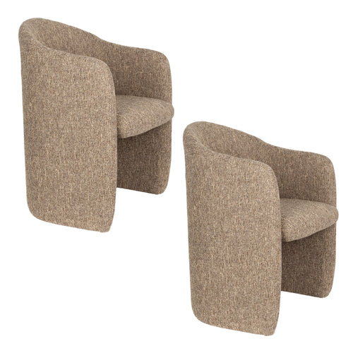 Zuiver Contour Eetkamerstoelen Armleuning Lichtbruin - Set van 2