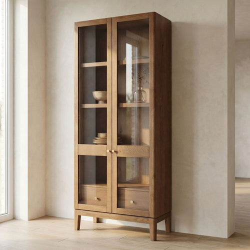 DÉJA Living Vitrinekast Navia - Bruin Eiken - 85x40x200cm