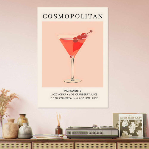 Artfulprints  Cosmopolitan cocktail - Ingrediënten   poster A4 21x29.7 cm - vtwonen shop