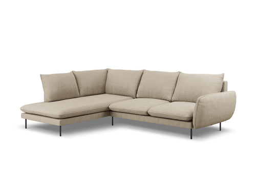 Cosmopolitan Design linker hoekbank Vienna 6-zits, structurele stof, beige - 185x275x95cm