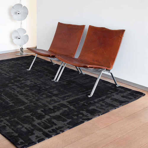 Louis De Poortere binnen & buiten machinewasbaar vloerkleed Structures Baobab van 70% gerecycled PET - zwart - 235x340cm