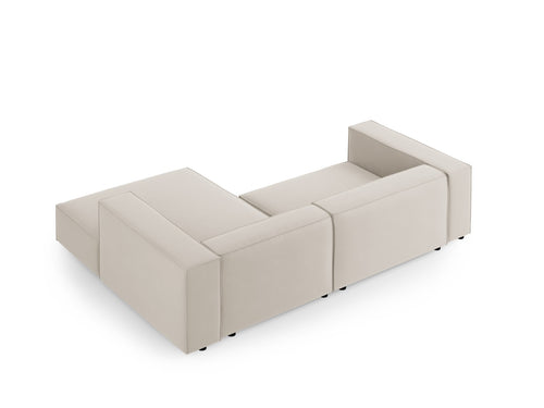 Cosmopolitan Design rechter hoekbank Arendal 3-zits, flueel, ecru - 166x224x70cm