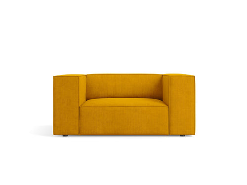 Cosmopolitan Design Fauteuil Arendal chenille met ribbeleffect, mosterd - 102x124x70cm