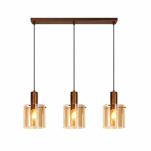 Searchlight hanglamp Sweden - 3 lichts - 101  x 120   cm - bruin amber