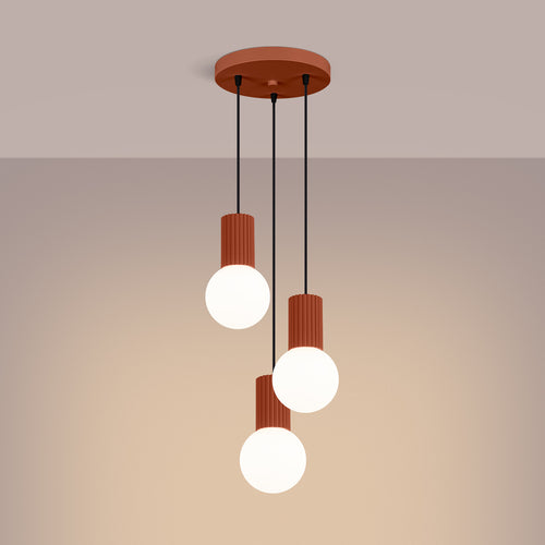 Sollux Lighting Hanglamp HALO 3P rood ochra - 25x25x125cm