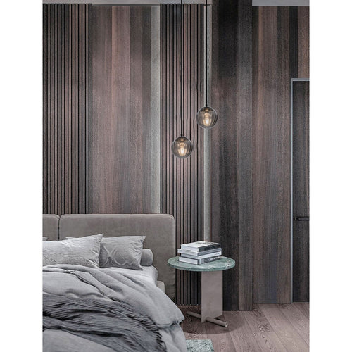 Nova Luce ABBACUS Bolvormige hanglamp voor plafond, rookkleurig, matzwart, E27-fitting, 1x12W